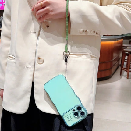 For iPhone 16 Pro Max Case with Strap TPU Phone Back Cover Dazzling Design Curly Shape Love Heart