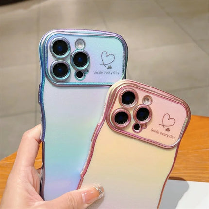 For iPhone 16 Pro Max Case with Strap TPU Phone Back Cover Dazzling Design Curly Shape Love Heart