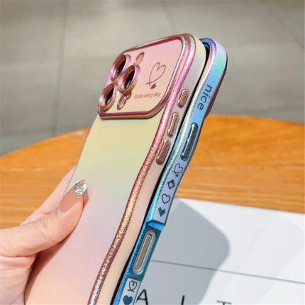 For iPhone 16 Pro Max Case with Strap TPU Phone Back Cover Dazzling Design Curly Shape Love Heart
