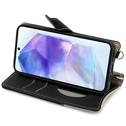 For Samsung Galaxy A36 5G Leather Case Wallet Stand Cover Irregular Tail Style with Chain Strap