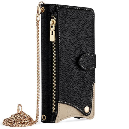 For Samsung Galaxy A36 5G Leather Case Wallet Stand Cover Irregular Tail Style with Chain Strap
