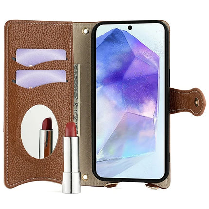 For Samsung Galaxy A36 5G Leather Case Wallet Stand Cover Irregular Tail Style with Chain Strap