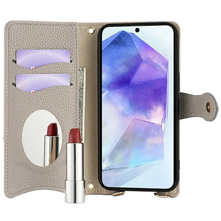 For Samsung Galaxy A36 5G Leather Case Wallet Stand Cover Irregular Tail Style with Chain Strap