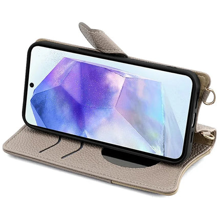 For Samsung Galaxy A36 5G Leather Case Wallet Stand Cover Irregular Tail Style with Chain Strap