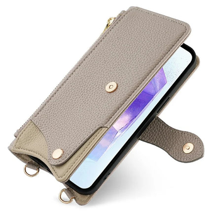 For Samsung Galaxy A36 5G Leather Case Wallet Stand Cover Irregular Tail Style with Chain Strap