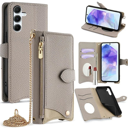 For Samsung Galaxy A36 5G Leather Case Wallet Stand Cover Irregular Tail Style with Chain Strap