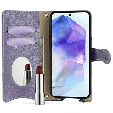 For Samsung Galaxy A36 5G Leather Case Wallet Stand Cover Irregular Tail Style with Chain Strap