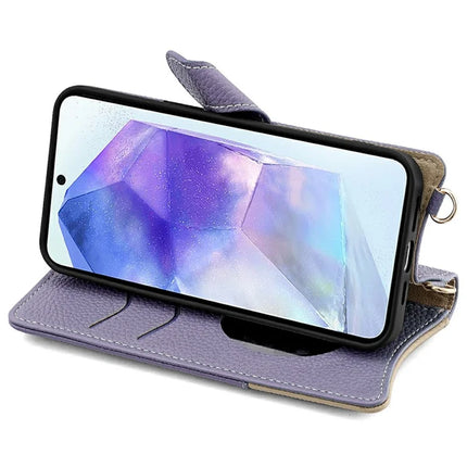 For Samsung Galaxy A36 5G Leather Case Wallet Stand Cover Irregular Tail Style with Chain Strap