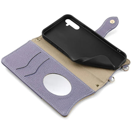 For Samsung Galaxy A36 5G Leather Case Wallet Stand Cover Irregular Tail Style with Chain Strap
