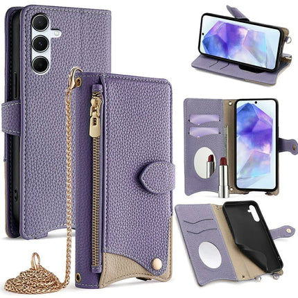 For Samsung Galaxy A36 5G Leather Case Wallet Stand Cover Irregular Tail Style with Chain Strap