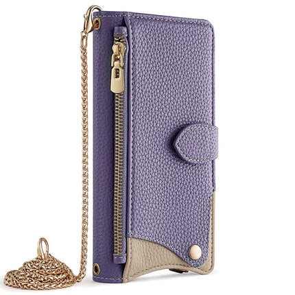 For Samsung Galaxy A36 5G Leather Case Wallet Stand Cover Irregular Tail Style with Chain Strap