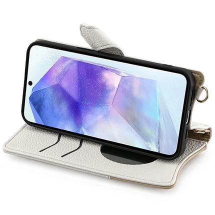 For Samsung Galaxy A36 5G Leather Case Wallet Stand Cover Irregular Tail Style with Chain Strap