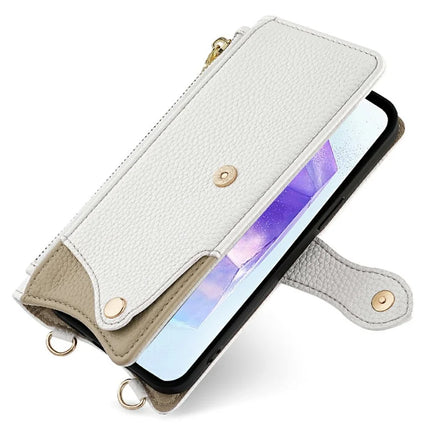 For Samsung Galaxy A36 5G Leather Case Wallet Stand Cover Irregular Tail Style with Chain Strap