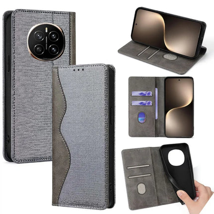 For Honor Magic7 5G Leather Case Wallet Stand Phone Cover with RFID Blocking - Grey