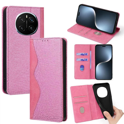 For Honor Magic7 Pro 5G Leather Case Wallet Stand Phone Cover with RFID Blocking - Pink