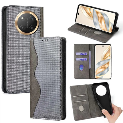 For Honor X60 Pro 5G Leather Case Wallet Stand Phone Cover with RFID Blocking - Grey