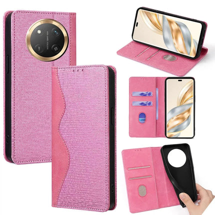 For Honor X60 Pro 5G Leather Case Wallet Stand Phone Cover with RFID Blocking - Pink