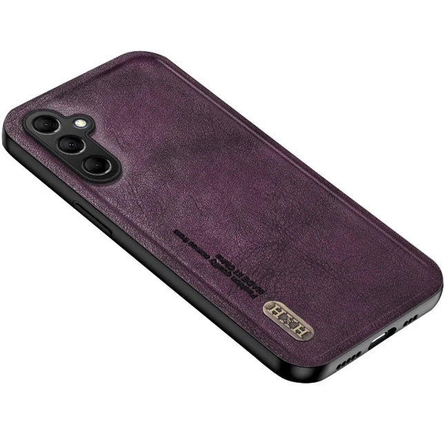 For Samsung Galaxy A36 5G Case Retro Texture Matte TPU + PU Leather Back Cover Support Magnetic Car Holder - Purple
