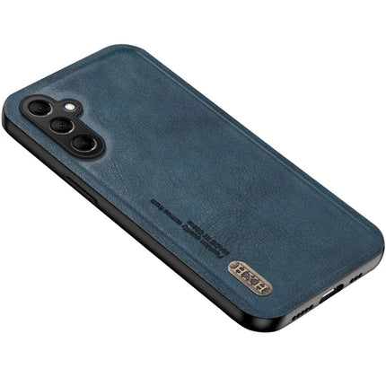 For Samsung Galaxy A36 5G Case Retro Texture Matte TPU + PU Leather Back Cover Support Magnetic Car Holder - Blue