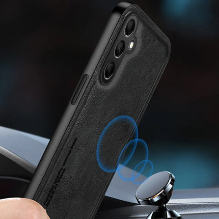 For Samsung Galaxy A36 5G Case Retro Texture Matte TPU + PU Leather Back Cover Support Magnetic Car Holder