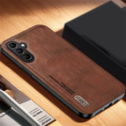 For Samsung Galaxy A56 5G Case Retro Texture Matte TPU + PU Leather Back Cover Support Magnetic Car Holder