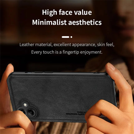 For Samsung Galaxy A06 Case Retro Texture Matte TPU + PU Leather Back Cover Support Magnetic Car Holder