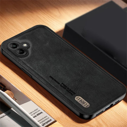 For Samsung Galaxy A06 Case Retro Texture Matte TPU + PU Leather Back Cover Support Magnetic Car Holder