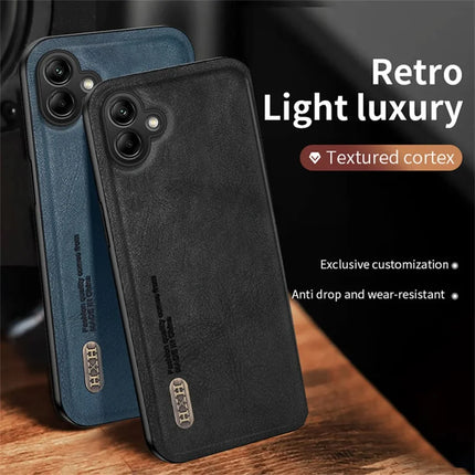 For Samsung Galaxy A06 Case Retro Texture Matte TPU + PU Leather Back Cover Support Magnetic Car Holder