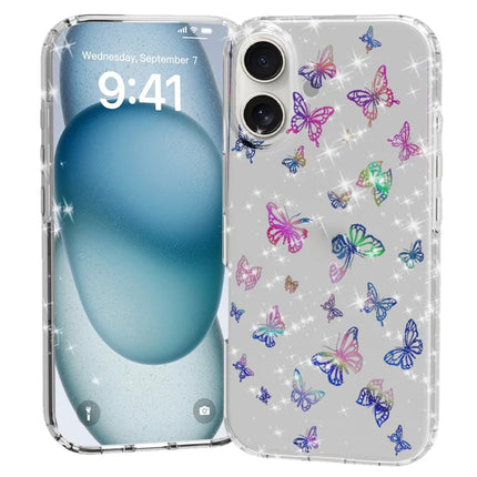 For iPhone 16 Plus Phone Case IMD Pattern Print PC TPU Mobile Cover - Laser Butterfly
