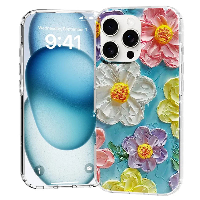For iPhone 16 Pro Phone Case IMD Pattern Print PC TPU Mobile Cover - Colorful Flower