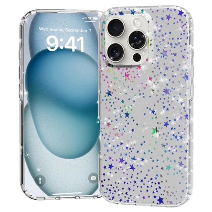 For iPhone 16 Pro Phone Case IMD Pattern Print PC TPU Mobile Cover - Laser Star