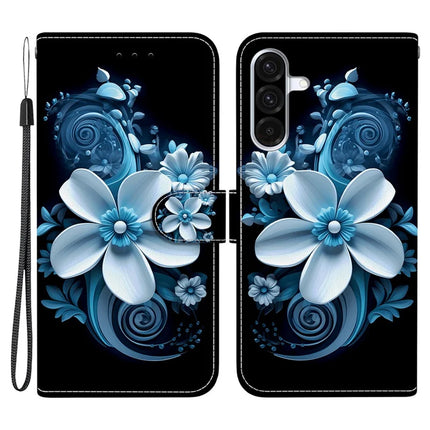 For Samsung Galaxy A26 5G Case Pattern Printing Anti-Drop Leather Flip Wallet Phone Cover with Lanyard - Black Orchid