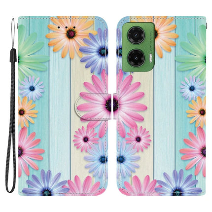 For Motorola Moto G35 5G Case Pattern Printing Anti-Drop Leather Flip Wallet Phone Cover with Lanyard - Sunflower