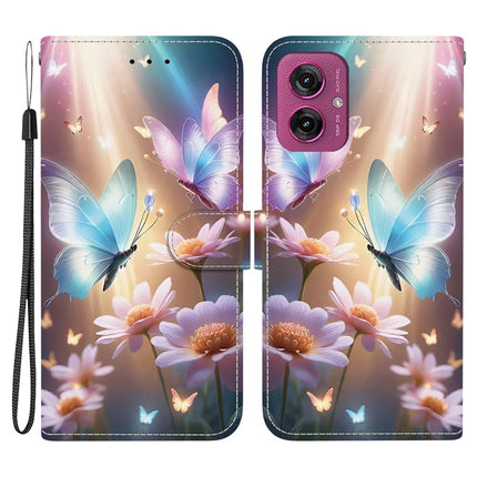 For Motorola Moto G55 5G Case Pattern Printing Anti-Drop Leather Flip Wallet Phone Cover with Lanyard - Butterfly Floral