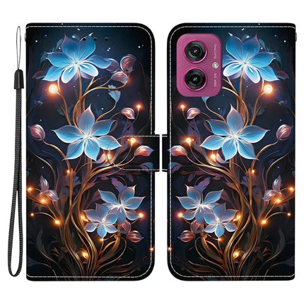 For Motorola Moto G55 5G Case Pattern Printing Anti-Drop Leather Flip Wallet Phone Cover with Lanyard - Small Lantern Flower