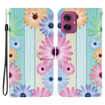 For Motorola Moto G55 5G Case Pattern Printing Anti-Drop Leather Flip Wallet Phone Cover with Lanyard - Sunflower
