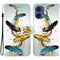 For Motorola Moto G85 5G Case Pattern Printing Anti-Drop Leather Flip Wallet Phone Cover with Lanyard - Golden Butterfly Feather