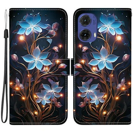 For Motorola Moto G85 5G Case Pattern Printing Anti-Drop Leather Flip Wallet Phone Cover with Lanyard - Small Lantern Flower
