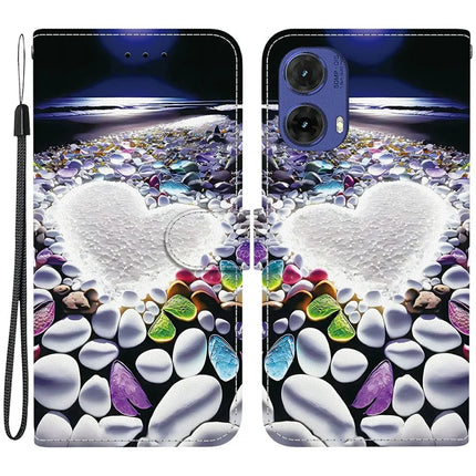 For Motorola Moto G85 5G Case Pattern Printing Anti-Drop Leather Flip Wallet Phone Cover with Lanyard - Heart Shape