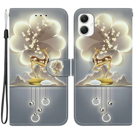 For Samsung Galaxy A06 Case Pattern Printing Anti-Drop Leather Flip Wallet Phone Cover with Lanyard - Sika Deer