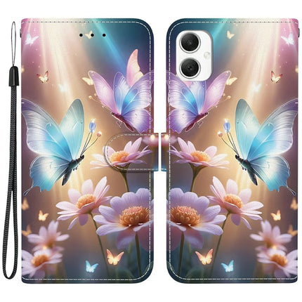 For Samsung Galaxy A06 Case Pattern Printing Anti-Drop Leather Flip Wallet Phone Cover with Lanyard - Butterfly Floral