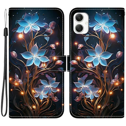 For Samsung Galaxy A06 Case Pattern Printing Anti-Drop Leather Flip Wallet Phone Cover with Lanyard - Small Lantern Flower