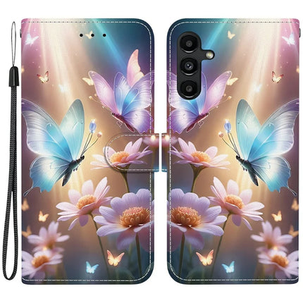 For Samsung Galaxy A15 5G  /  4G Case Pattern Printing Anti-Drop Leather Flip Wallet Phone Cover with Lanyard - Butterfly Floral