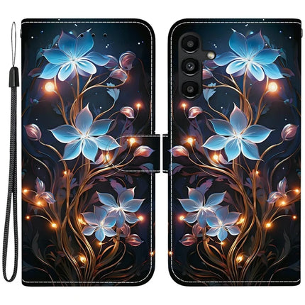 For Samsung Galaxy A15 5G  /  4G Case Pattern Printing Anti-Drop Leather Flip Wallet Phone Cover with Lanyard - Small Lantern Flower