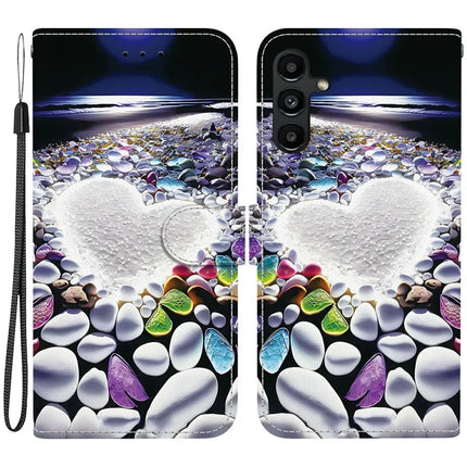 For Samsung Galaxy A15 5G  /  4G Case Pattern Printing Anti-Drop Leather Flip Wallet Phone Cover with Lanyard - Heart Shape
