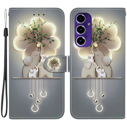 For Samsung Galaxy A16 5G  /  4G Case Pattern Printing Anti-Drop Leather Flip Wallet Phone Cover with Lanyard - Three Elephants