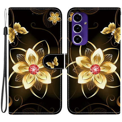 For Samsung Galaxy A16 5G  /  4G Case Pattern Printing Anti-Drop Leather Flip Wallet Phone Cover with Lanyard - Golden Flower