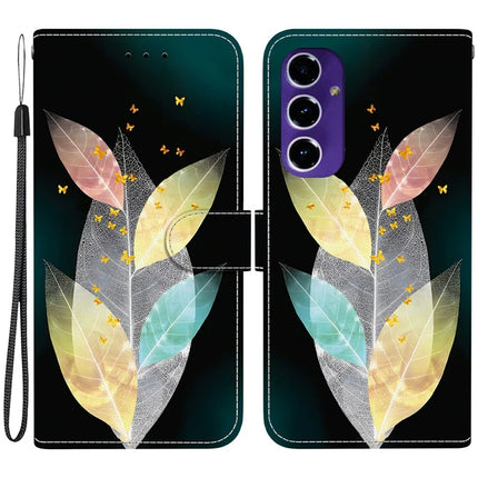 For Samsung Galaxy A16 5G  /  4G Case Pattern Printing Anti-Drop Leather Flip Wallet Phone Cover with Lanyard - Colored Leaves