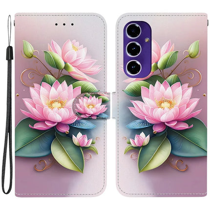 For Samsung Galaxy A16 5G  /  4G Case Pattern Printing Anti-Drop Leather Flip Wallet Phone Cover with Lanyard - Lotus