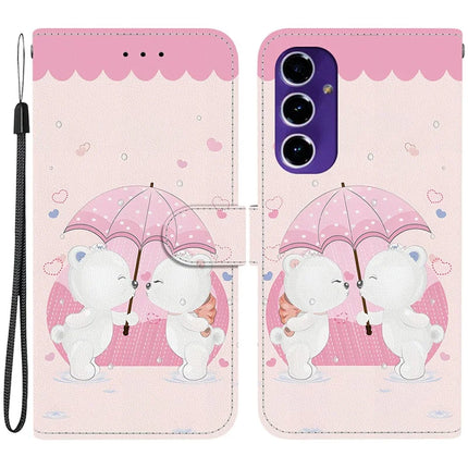 For Samsung Galaxy A16 5G  /  4G Case Pattern Printing Anti-Drop Leather Flip Wallet Phone Cover with Lanyard - Cartoon Couple Bear
